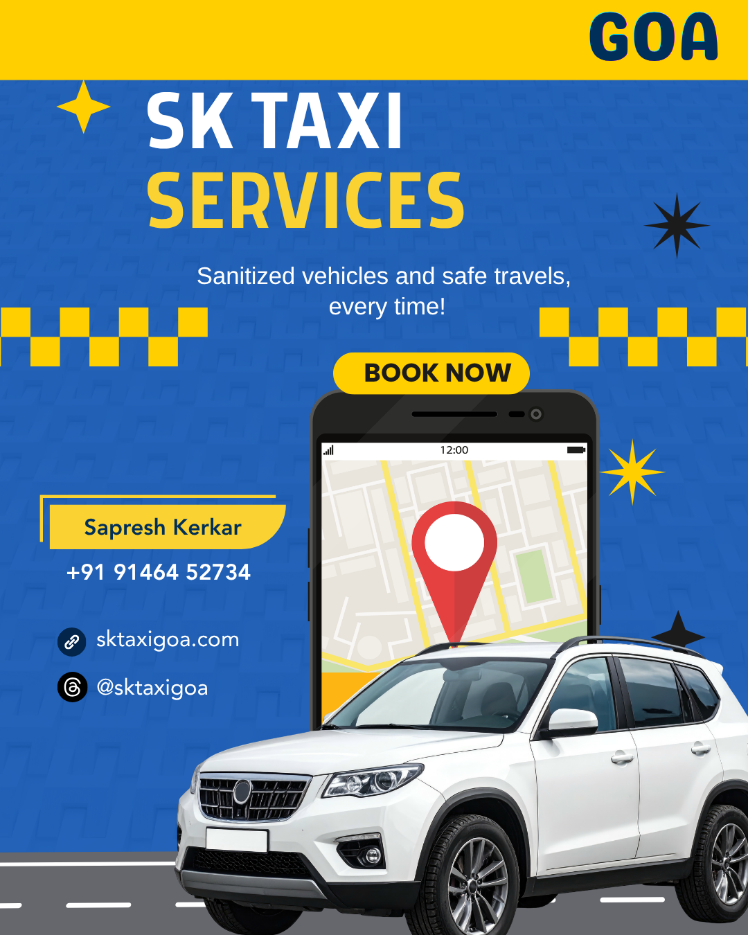 SK Taxi Services — book a taxi anywhere in Goa